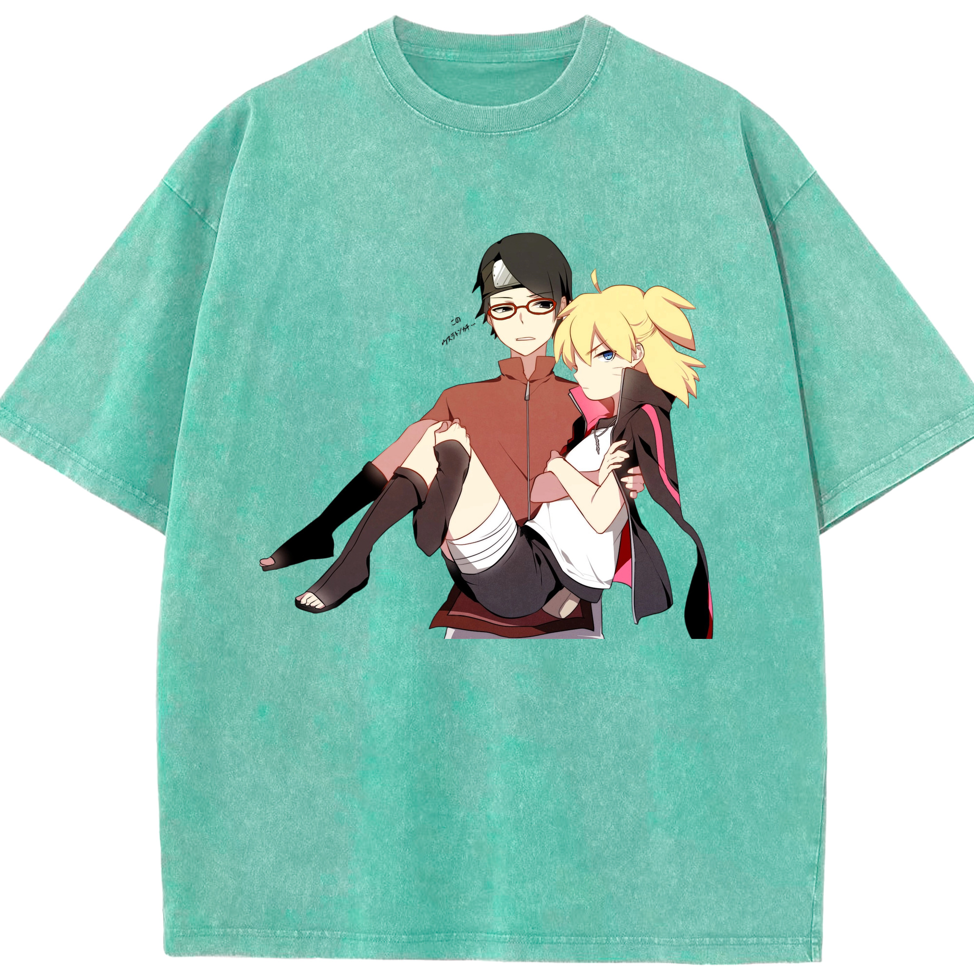（画像用） NARUTO -ナルト- うちは サラダ Uchiha Sarada 綿100% ヴィンテージ風 半袖Tシャツ（フロントプリント）